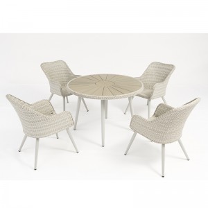 aluminiowy rattanowy zestaw mebli ogrodowych okrągły stół z 4 krzesłami