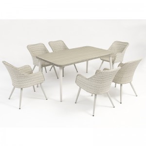 aluminiowy rattanowy zestaw mebli ogrodowych prostokątny stół z 6 krzesłami